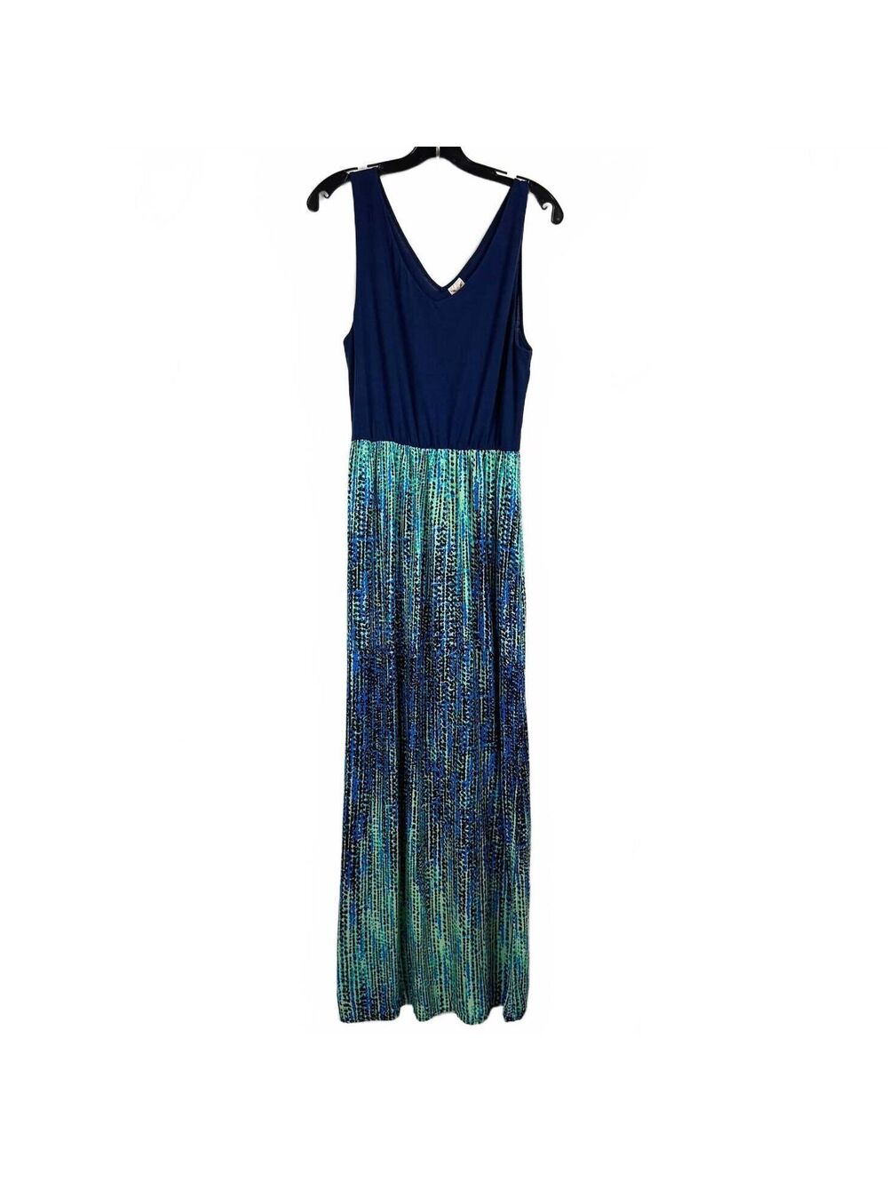 Faded Glory Blue and Green Sleeveless Maxi Dress Women's Size Large